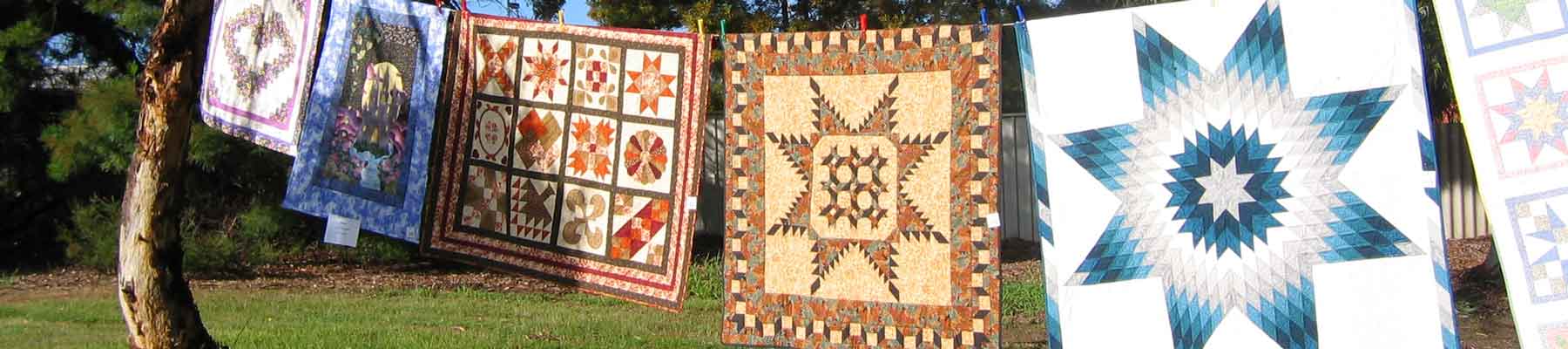 Quilts hanging in a Field