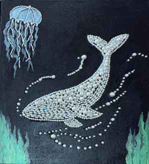 Whale picture done in pearl art.